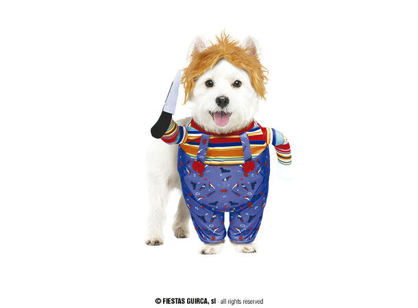 Hundekostyme - Skrekkdukke m/parykk 1 Hundekostyme - Str S 