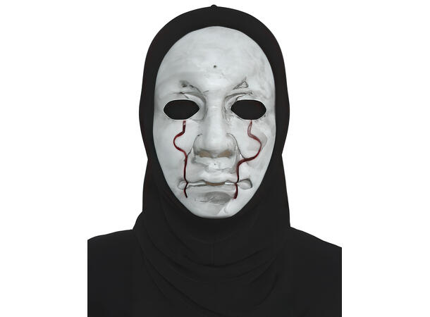 Hvit maske med hette - Killer 1 Maske med hette i PVC/polyester 
