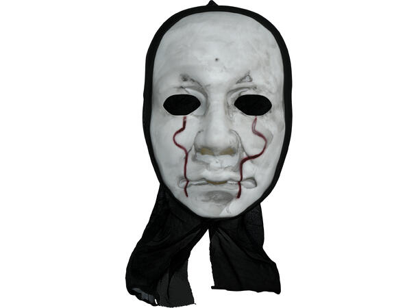 Hvit maske med hette - Killer 1 Maske med hette i PVC/polyester 