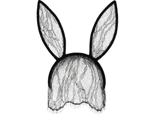 Hårbøyle med kaninører og slør - Sort 1 Hårbøyle i PVC/Polyester 