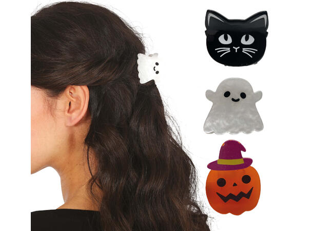 Hårklyper - 3 ass Halloweendesign 3 Hårklyper i metall/PVC 