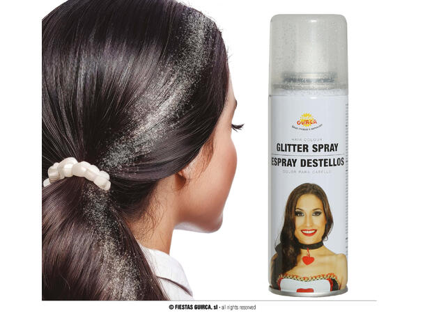 Hårspray glitter - Sølv 1 boks med hårspray - 125ml 