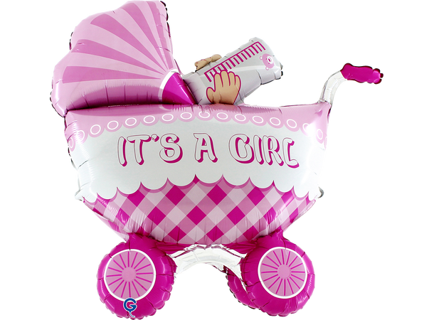 It's A Girl - Barnevogn -  3D 1 Folieballong med form - (81x78x32 cm) 