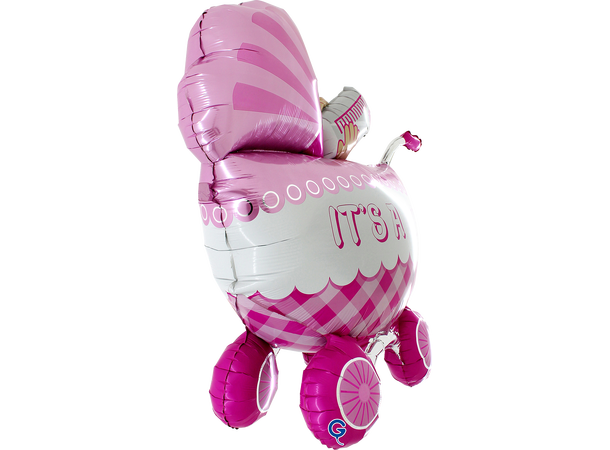 It's A Girl - Barnevogn -  3D 1 Folieballong med form - (81x78x32 cm) 