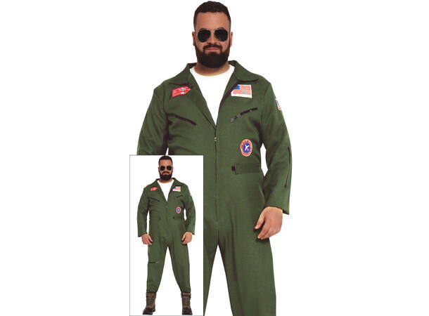 Jagerpilot - Onepiece - Grønn 1 Herrekostyme - str 56-58 (XXL) 