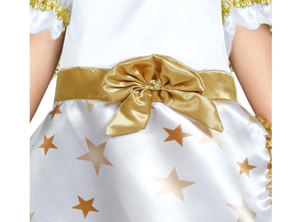 Kjole m/englevinger - Hvit/gull 1 Babykostyme til jente - Str 12-18 Mnd 