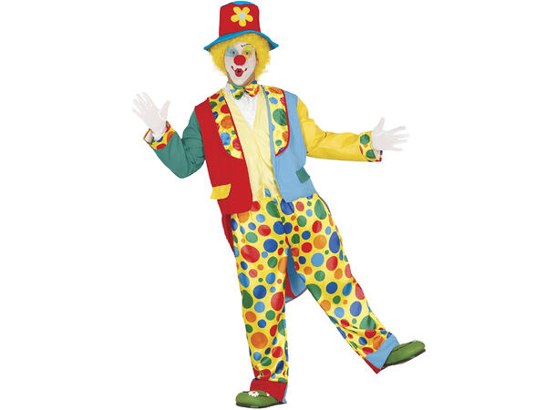 Klovn - Fargerik m/prikker - 5 deler 1 Herrekostyme - str 48-50 (M) 