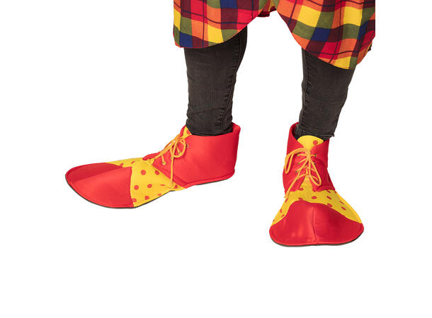 Klovnesko - Rød/Gul - Onesize 1 Par klovnesko - Onesize 