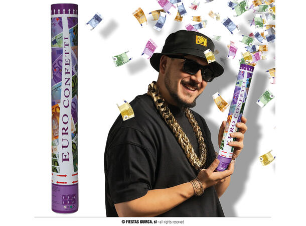Konfettikanon - Eurosedler 1 Konfettikanon m/papirkonfetti - 40cm 