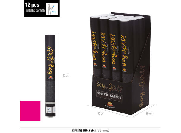 Konfettikanon - Gender Reveal - Rosa 1 Konfettikanon m/papirkonfetti - 40cm 