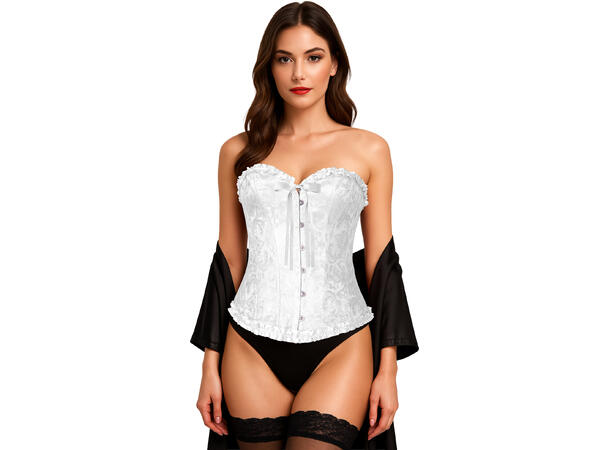 Korsett/topp - Hvit m/blondemønster 1 Korsett til dame - Str 36-38 (S) 