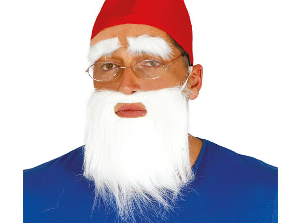 Kort hvitt skjegg m/bart 1 Skjegg i syntetisk hår 