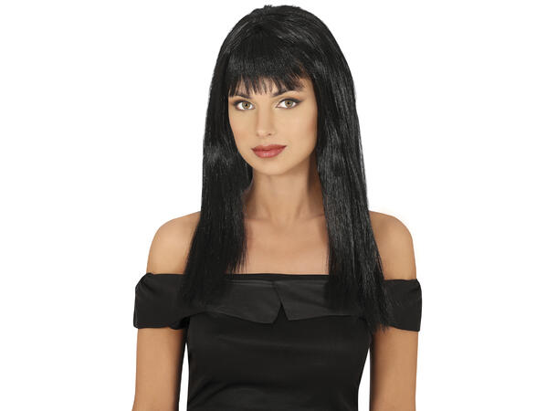 Lang parykk med lugg - Sort 1 Parykk i syntetisk hår - 120gr - Dame 