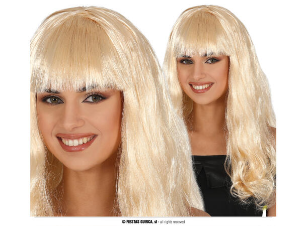 Lang rett parykk m/lugg - Blond 1 Parykk i syntetisk hår - Dame 