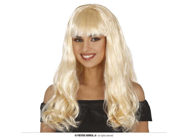 Lang rett parykk m/lugg - Blond 1 Parykk i syntetisk hår - Dame 