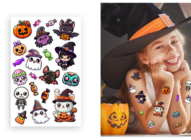 Lil Mosters - Morsom Halloween 1 Ark med tattoveringer - 14x22cm 