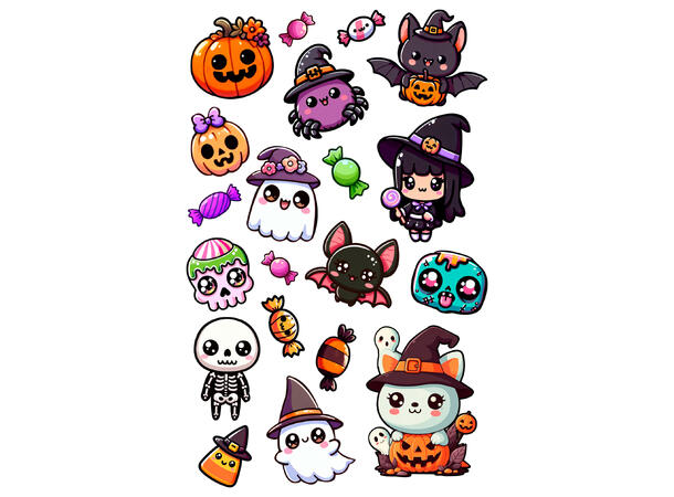 Lil Mosters - Morsom Halloween 1 Ark med tattoveringer - 14x22cm 