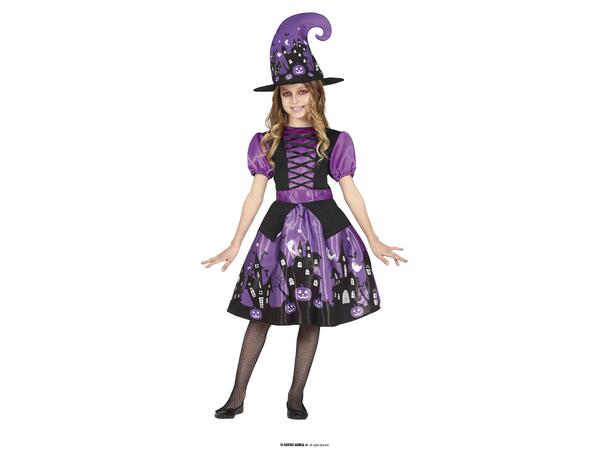 Lilla heks - Kjole og hatt 1 Barnekostyme til jente - Str 3-4 År 