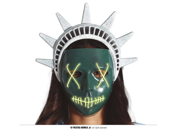Maske - Frihetsgudinnen m/grønt lys 1 Maske i metall/PVC m/Lys 