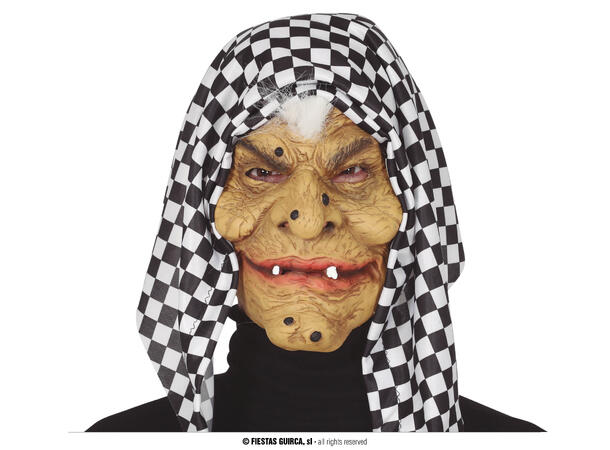 Maske - Gammel heks - m/hette 1 Maske m/hette i lateks og polyester 