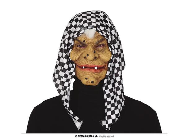 Maske - Gammel heks - m/hette 1 Maske m/hette i lateks og polyester 