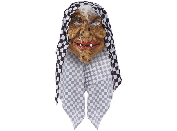 Maske - Gammel heks - m/hette 1 Maske m/hette i lateks og polyester 