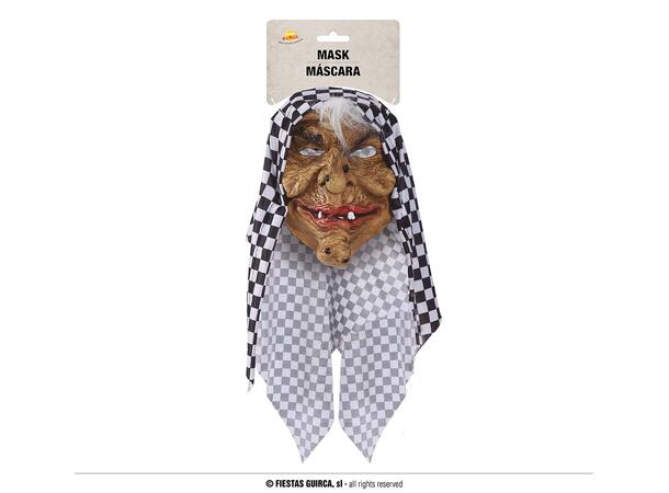 Maske - Gammel heks - m/hette 1 Maske m/hette i lateks og polyester 