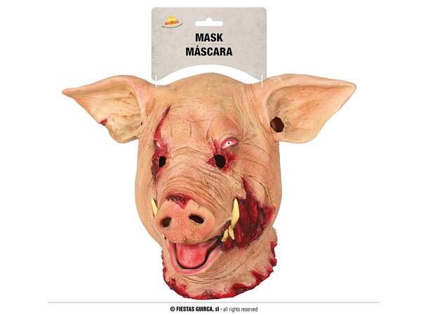 Maske - Heldekkende grisehode m/tenner 1 Maske i Lateks 