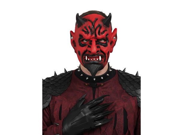Maske - Rød djevel/demon m/horn 1 Maske i skum 