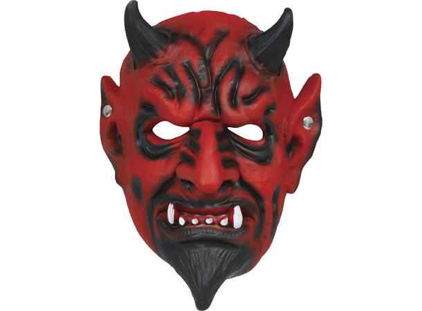 Maske - Rød djevel/demon m/horn 1 Maske i skum 