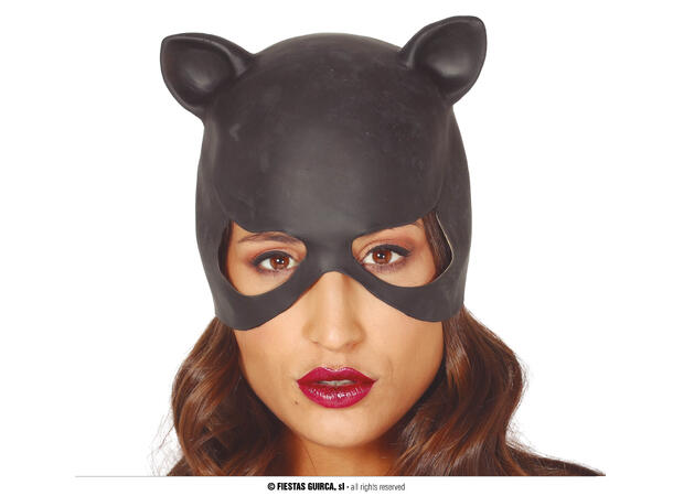 Maske - Sort Katt 1 Maske i Lateks 