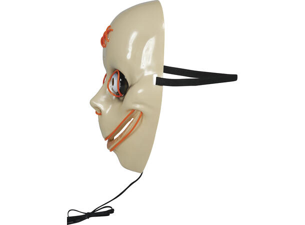 Maske med skummelt smil - Gult lys 1 Maske i metall/PVC m/Lys 