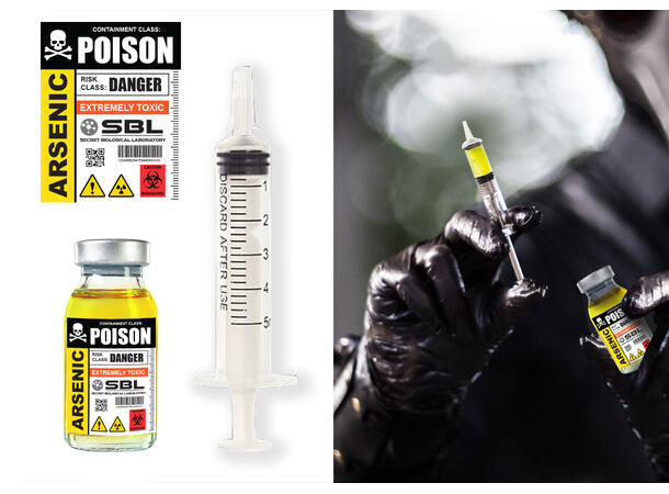 Medisinglass med gift og sprøyte 1 Glass med gift - 28ml + sprøyte 