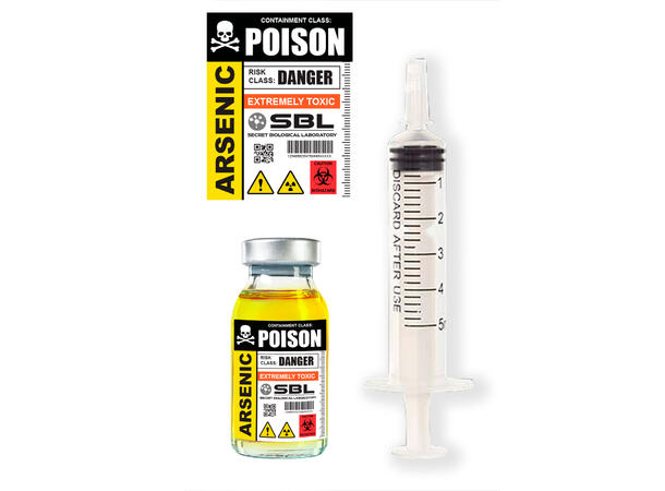 Medisinglass med gift og sprøyte 1 Glass med gift - 28ml + sprøyte 