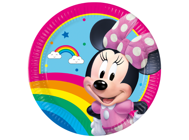 Minnie - Rainbow make me smile 8 FSC Plastfrie tallerkener i papir-20cm