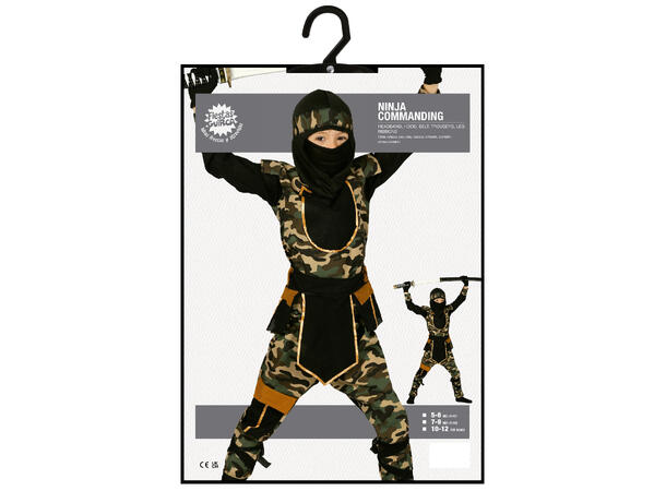 Ninja kostyme - Camo 1 Barnekostyme til gutt - Str 7-9 År 