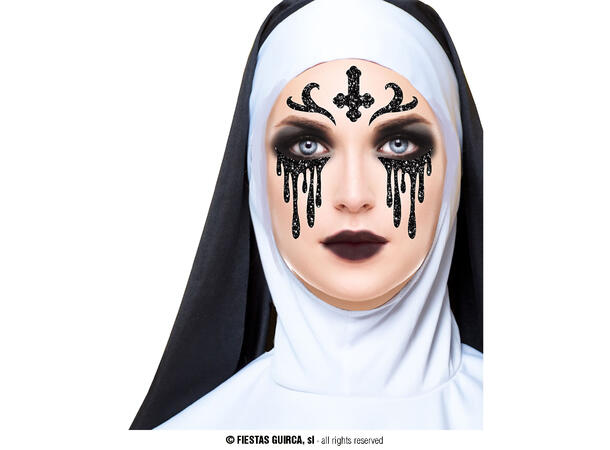 Nonne - Glitter face 1 Ark m/Selvklebende maske - 13x15cm 