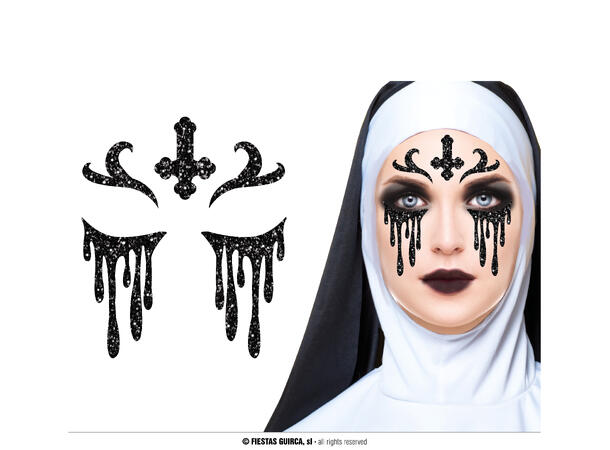 Nonne - Glitter face 1 Ark m/Selvklebende maske - 13x15cm 