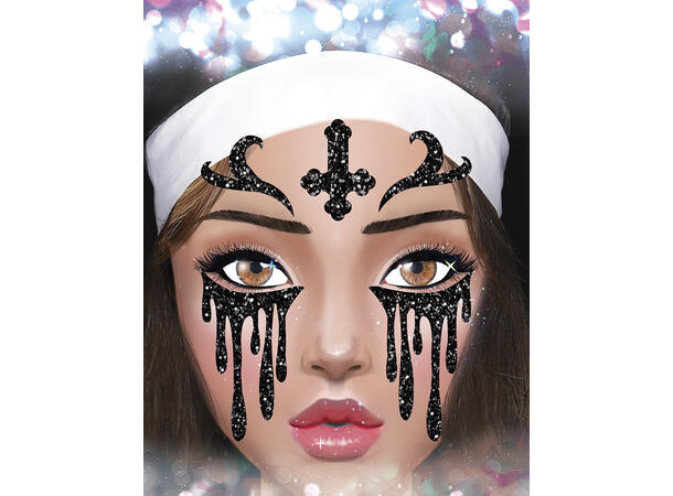 Nonne - Glitter face 1 Ark m/Selvklebende maske - 13x15cm 