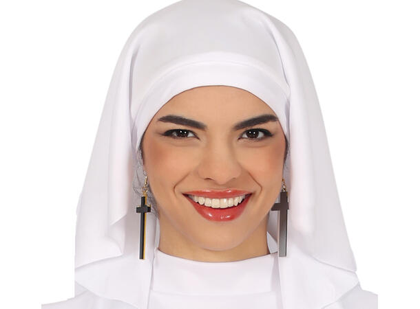 Nonne - Hvit - Drakt, Hodeplagg og belte 1 Damekostyme - str 38-40 (M) 