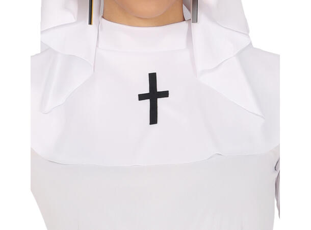 Nonne - Hvit - Drakt, Hodeplagg og belte 1 Damekostyme - str 38-40 (M) 