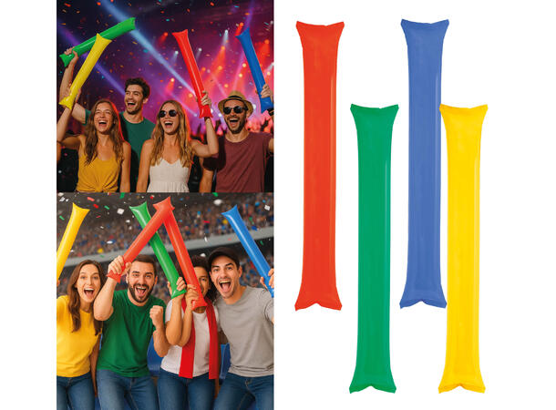 Oppblåsbare noisemakers - 4 ass farger 2 staver i ass farger 
