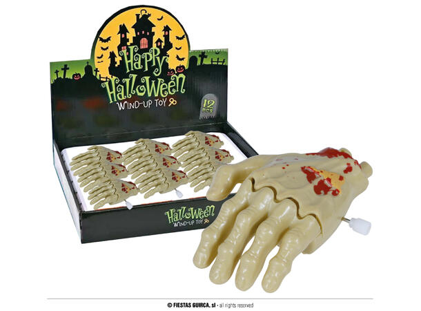 Opptrekkbare blodige hender 1 display med 12 hender - 9cm 