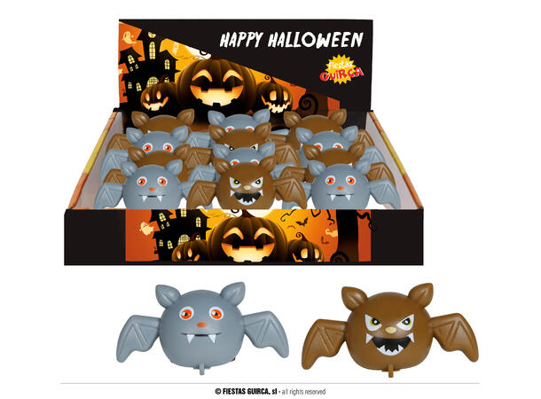 Opptrekkbare flaggermus - 2 ass Display med 12 flaggermus - 7cm 