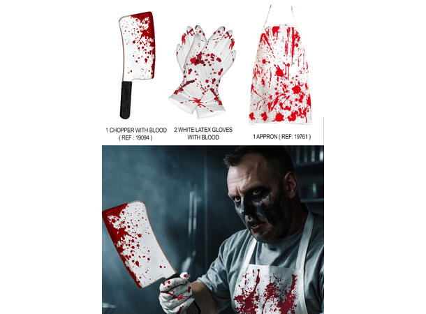 Parteringssett - Kniv, hansker, forkle 1 Sett i tre deler 