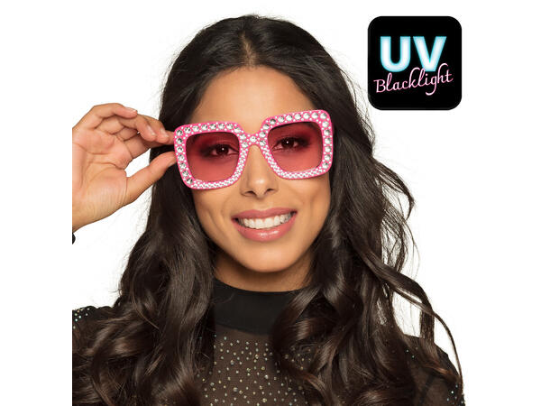 Partybriller - Bling - Rosa UV m/Stener 1 Par briller i plast 