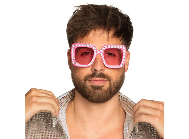 Partybriller - Bling - Rosa UV m/Stener 1 Par briller i plast 