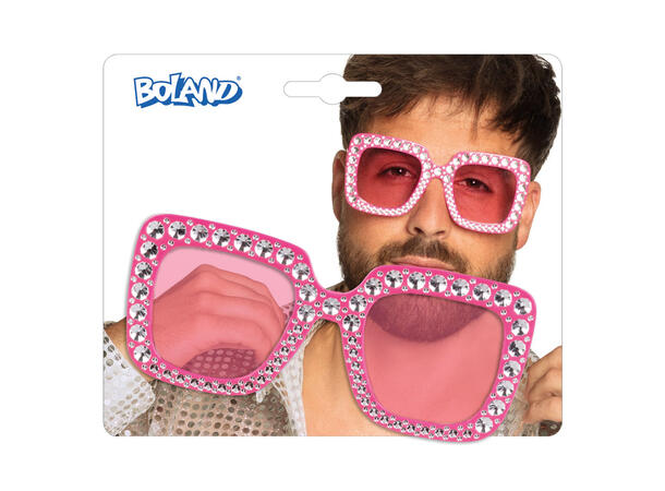 Partybriller - Bling - Rosa UV m/Stener 1 Par briller i plast 