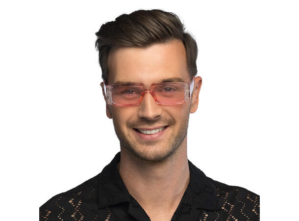 Partybriller - Rosa - Escape m/stener 1 Par briller i plast 