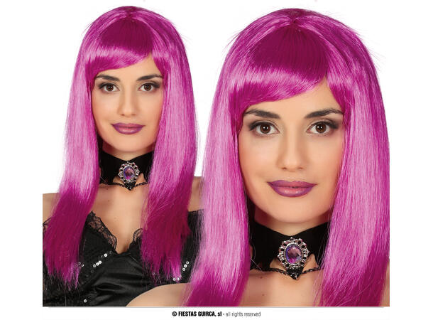 Partykk lang med lugg - Lilla 1 Parykk i syntetisk hår 